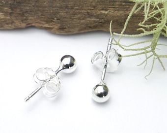 Pendientes de botón de plata de ley 925, sencillos y básicos, pendientes pequeños para mujer