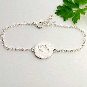 Adjustable bracelet in 925/1000 silver small wild flowers, women's adjustable chain bracelet, women's plant bracelet, gourmette France