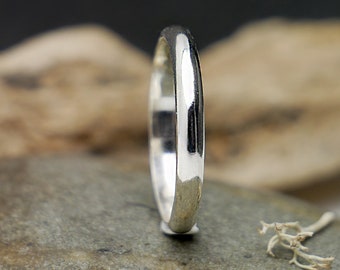 Men's/women's alliance in shiny recycled 925 silver half bangle, minimalist unisex ring in shiny solid silver