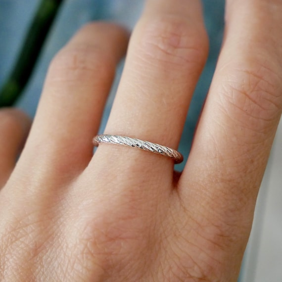 Alliance En Argent Massif 925 - Bague Jonc Torsadée Ancienne - Taille 52