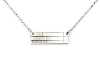 Rectangular sterling silver Kilt necklace