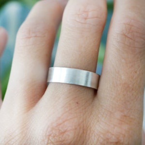 Brushed 925 recycled silver ring for women and men, minimalist brushed solid silver ring, unisex matte silver wedding band