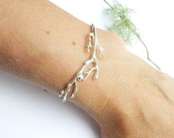 Bracelet ajustable Branche en argent 925/1000 semi-rigide