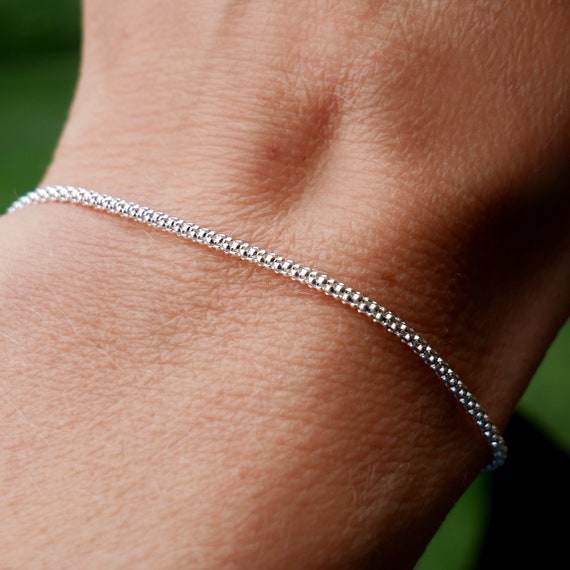 Thick Minimalist Recycled 925 Silver Bracelet for Women