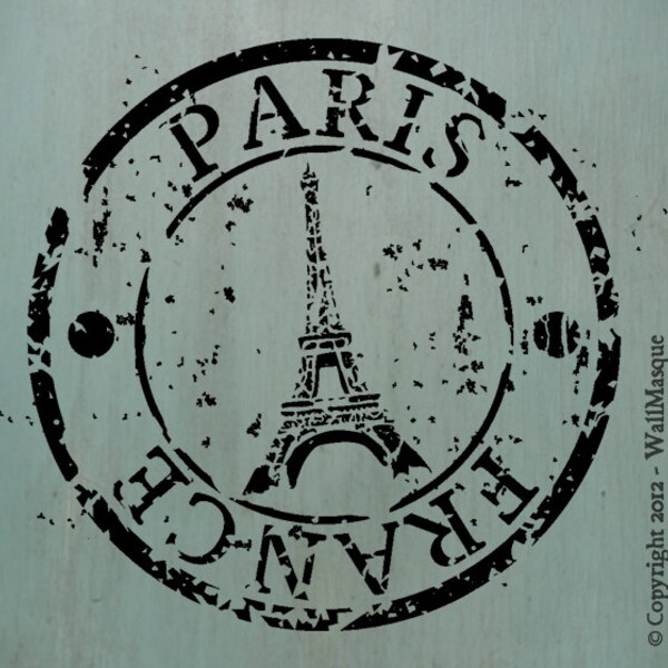 Paris France Stamp Stencil - A versatile French stencil. Great for crafts or as a furniture stencil or even for fabric.