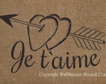 Je t'aime Stencil - French "I love you"