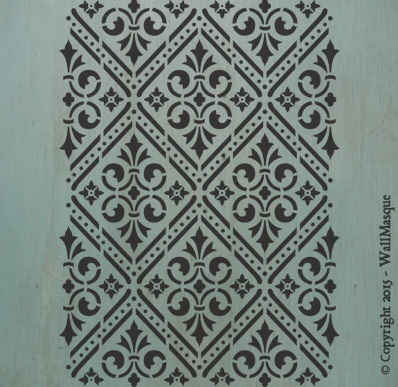 Victorian Tile Stencil Large Wall Stencil Allover Design Etsy Ireland