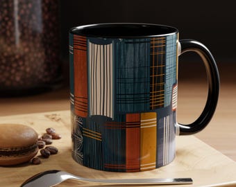 Stack of Vintage Books Accent Coffee Mug | Library Pattern, Reading Theme