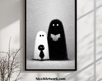 Whimsical Ghosts Art Print – Spooky Halloween Decor (Digital Download)