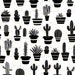 Cactus Seamless Pattern Pack, Black and White Cactus Background ...