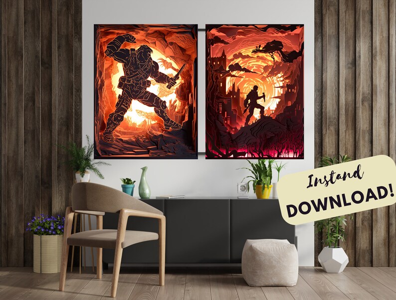 Fallout Digital Shadow Box Prints | Set of 2 | Steampunk Wall Art ...