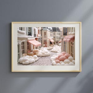 Whimsical Felt‑Village Street – Pastel Nursery & Café Printable (Instant Download)