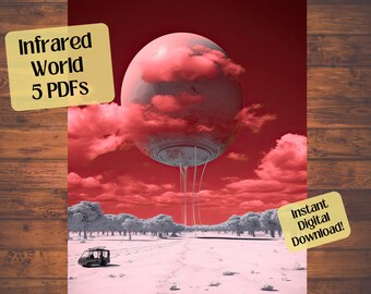 Infrared World Digital Wall Art – AI-Generated Midjourney Print, Contemporary Home Decor, Vibrant Abstract Poster