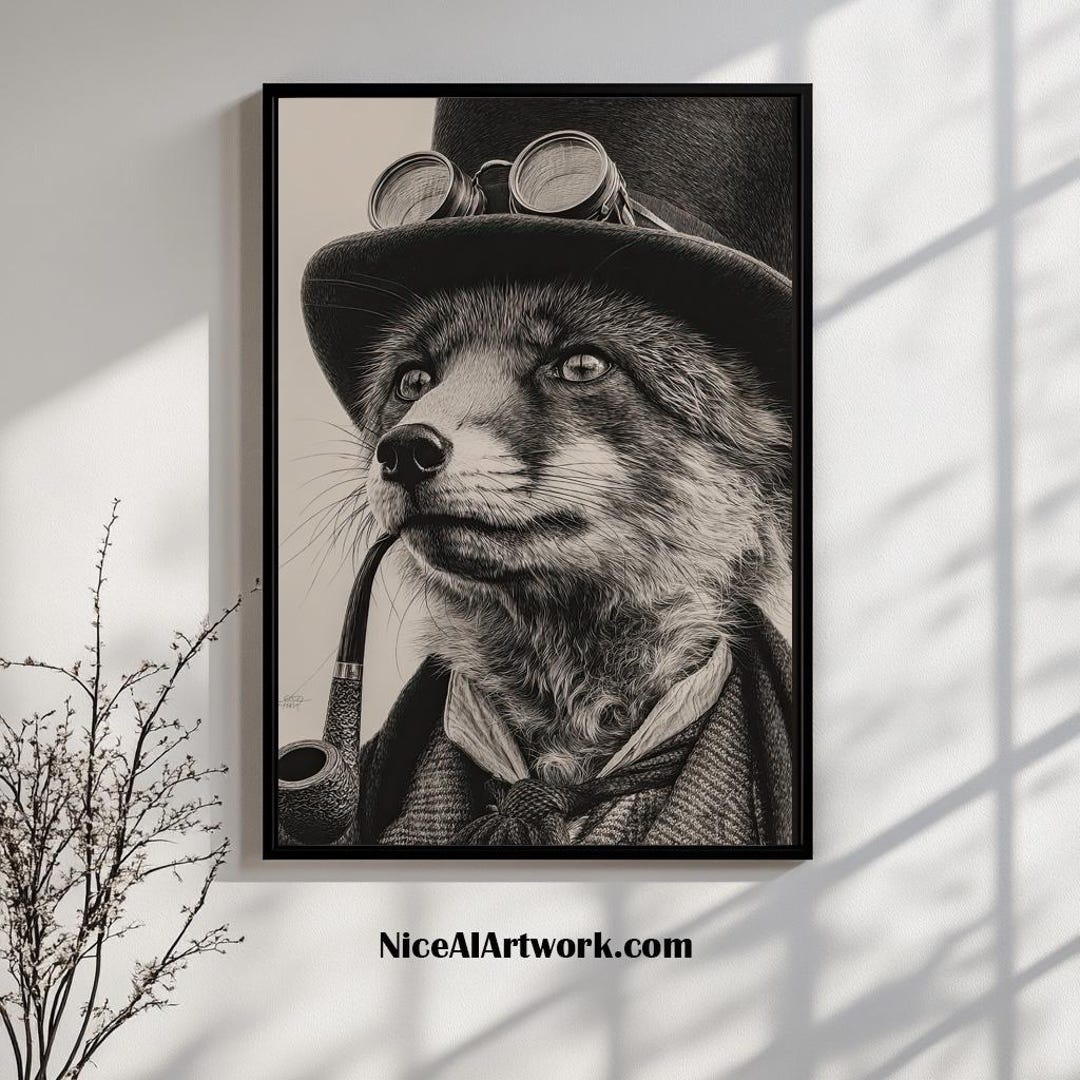 Steampunk Fox Portrait: Victorian Animal Print (digital Download) - Etsy