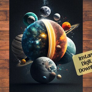 Solar System Printable - Planet Illustrations-Midjourney-