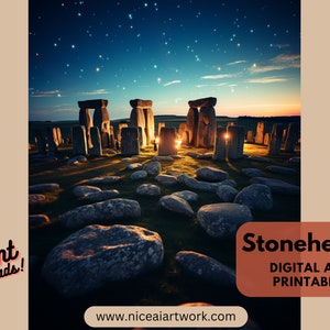 Stonehenge Printable Wall Art,Stonehenge Art Print, Stonehenge Wall Art, Stonehenge Landscape, Stonehenge Monument, Midjourney AI