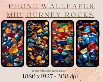 Fondo de pantalla para teléfono con IA de Midjourney: Arte digital de rocas derruidas (1080x1927) (Descarga digital)