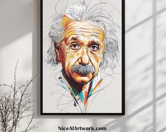 アルバート アインシュタインのデジタル アート プリント、カラフルな