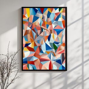 Colorful Polygonal Abstract Print - Contemporary Geometric Art, Bold Cubist Design, Modern Wall Decor, Digital Art Download