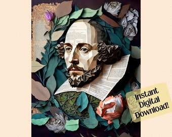 William Shakespeare Portrait: A.I. Art Printable (Digital Download)