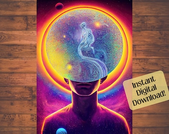Expanded Mind AI Art Print: Colorful Space Poster (Digital Download)