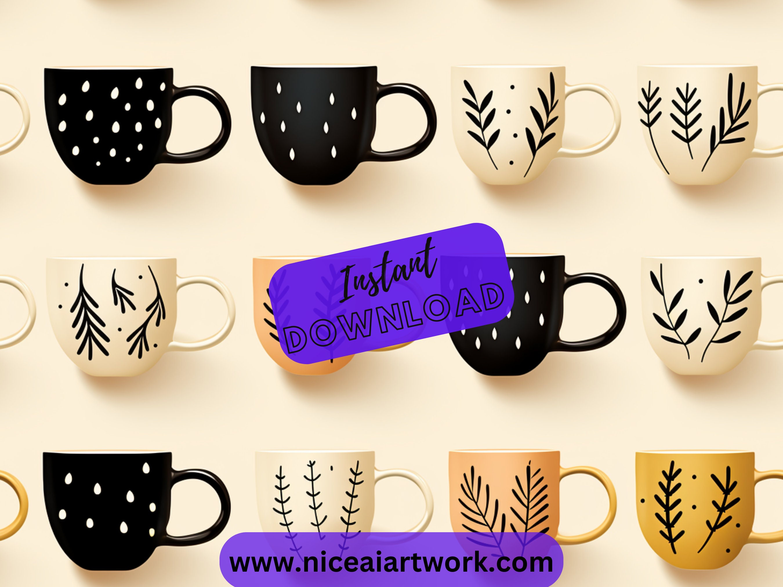 Coffee Cup Seamless Pattern Pack, Cute and Colorful Coffee Background ...