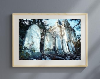 Imprimible de cementerio gótico: Decoración de pared de cementerio inquietante (descarga digital)