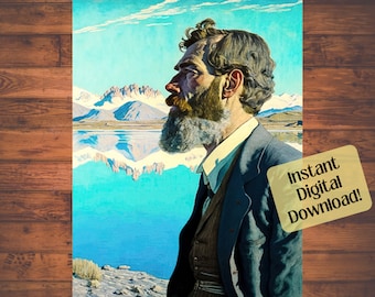 Moody Man Portrait Print: Vintage Dark Academia AI Art (Digital Download)
