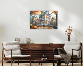 Vintage Halloween Haunted House Print: Spooky Gothic Mansion (Digital Download)