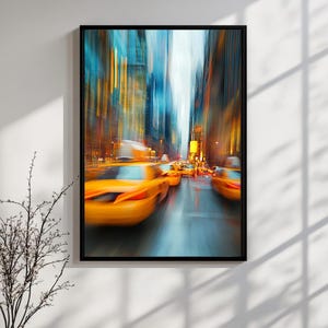 NYC Taxi Art Print: Abstract Urban Photography (Digital Download)