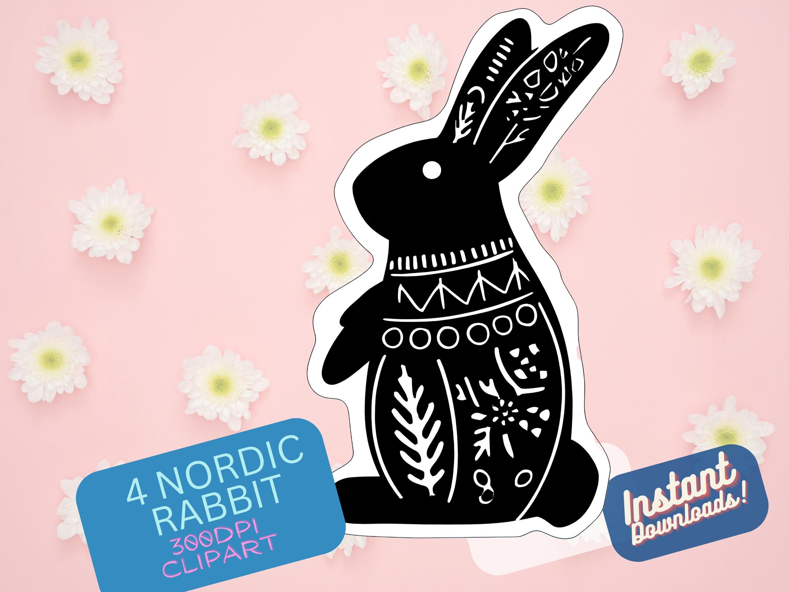 Nordic Rabbit Clipart: Scandinavian Folk Art Bunny Designs (digital ...