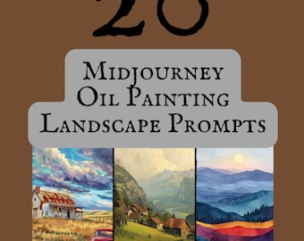 Midjourney-olieverfschilderij landschapsprompts, AI-kunst, leer midjourney (digitale download)