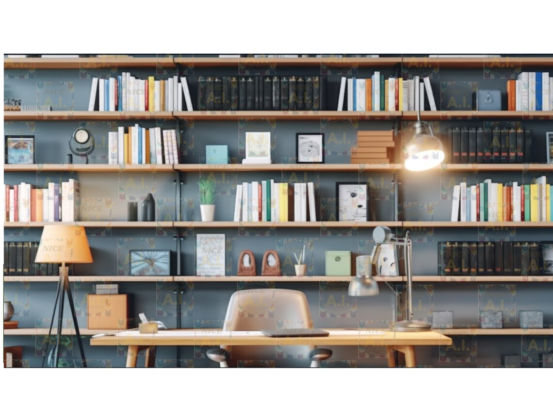 Bookcase Virtual Background for Zoom, Skype, Google Meet, Book Shelf