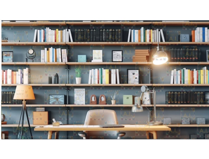 Bookcase Virtual Background for Zoom, Skype, Google Meet, Book Shelf