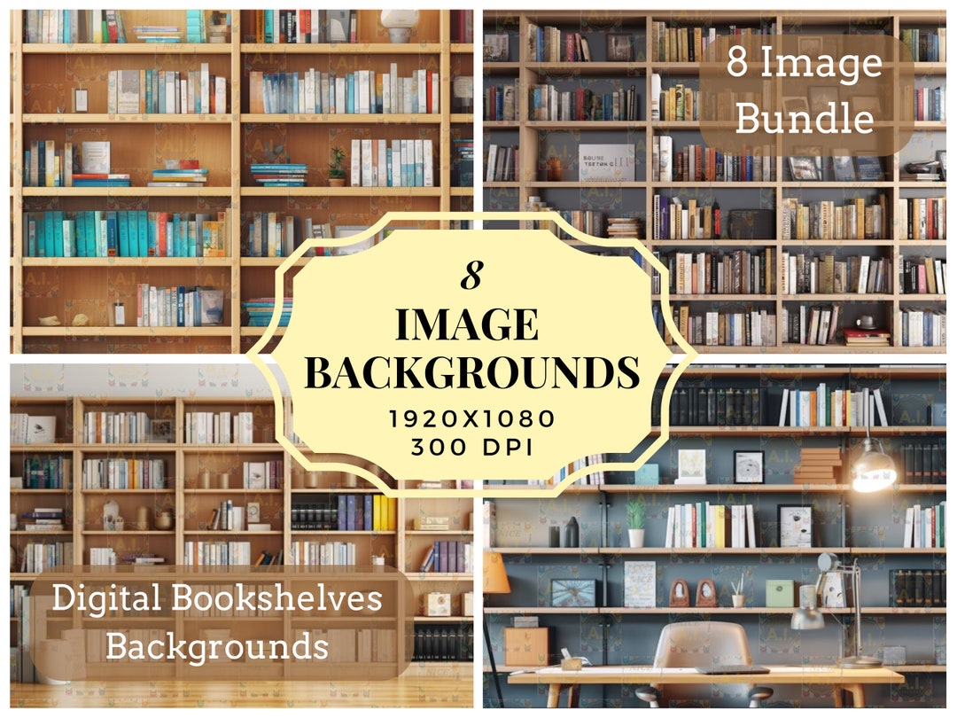 Bookcase Virtual Background for Zoom, Skype, Google Meet, Book Shelf