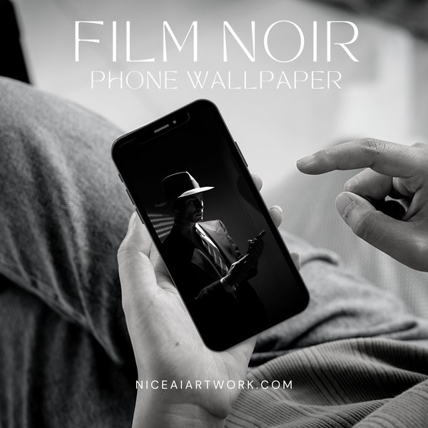 Film Noir Phone Wallpaper Midjourney AI, Digital Gritty Film Noir Perfect for Tablet/Phone or Use to Print your own Neo-Noir Style Artwork