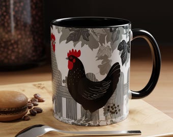 Retro Farmyard Rooster Chicken Mug | Accent Coffee Mug