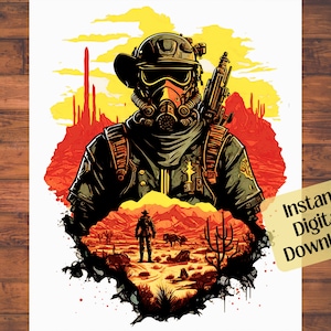 Wastelander en el desierto Descarga digital Fallout Art Póster imprimible