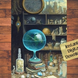 Kabinett der Raritäten Kunstdruck: Vintage Stil KI-Kunst (Digitaler Download)