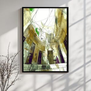Printable Futuristic Cityscape Art - Sci-Fi Urban Market Scene, Cyberpunk Aesthetic, Surreal Digital Painting, Fantasy Wall Decor