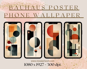 Fondo de pantalla Bauhaus para teléfono: Arte geométrico abstracto (descarga digital)