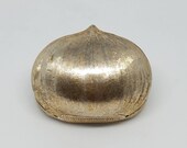 Vintage Figural Chestnut Italian Gold Gilt Pill Box 800 1000 parts silver