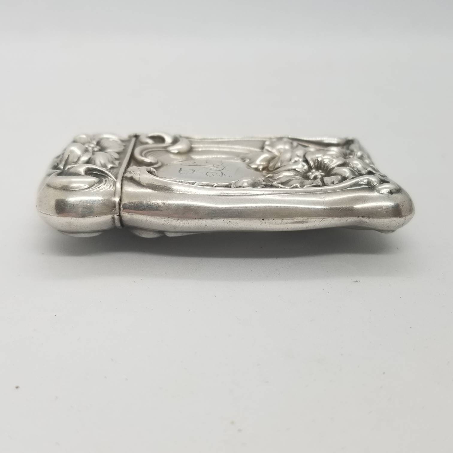 Antique Art Nouveau Floral Poppy Sterling Silver Match Safe Vesta Case ...