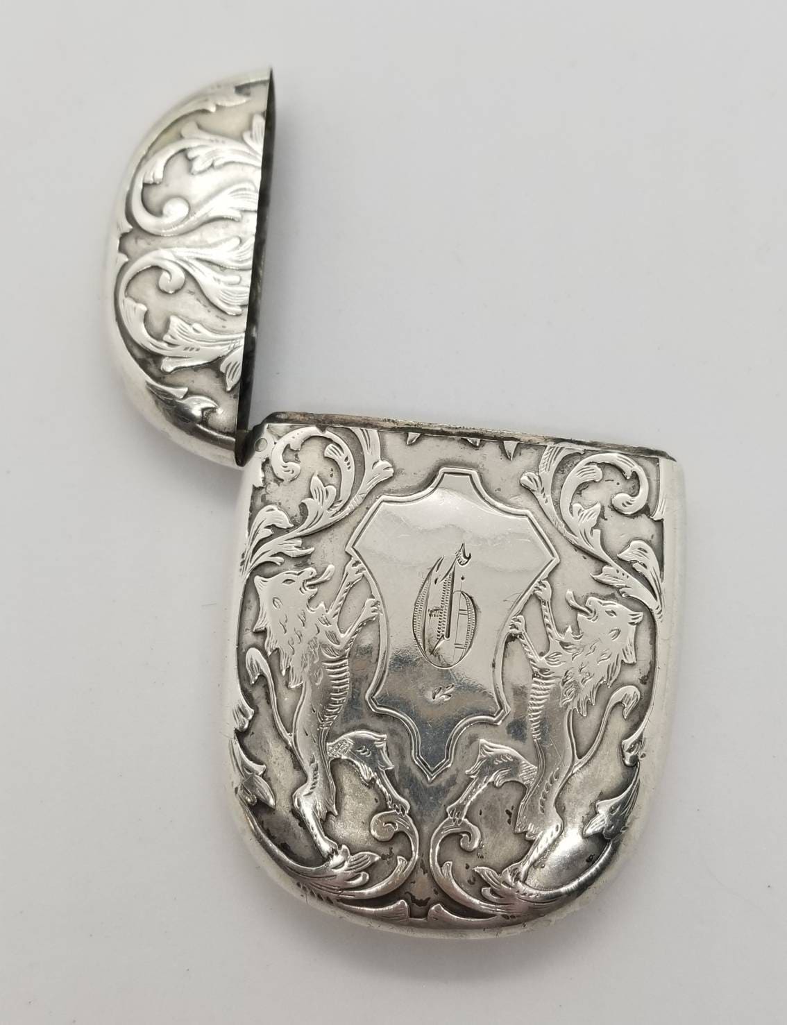 Antique Sterling Silver Lion Passant & Shield Match Safe Vesta Case - Etsy