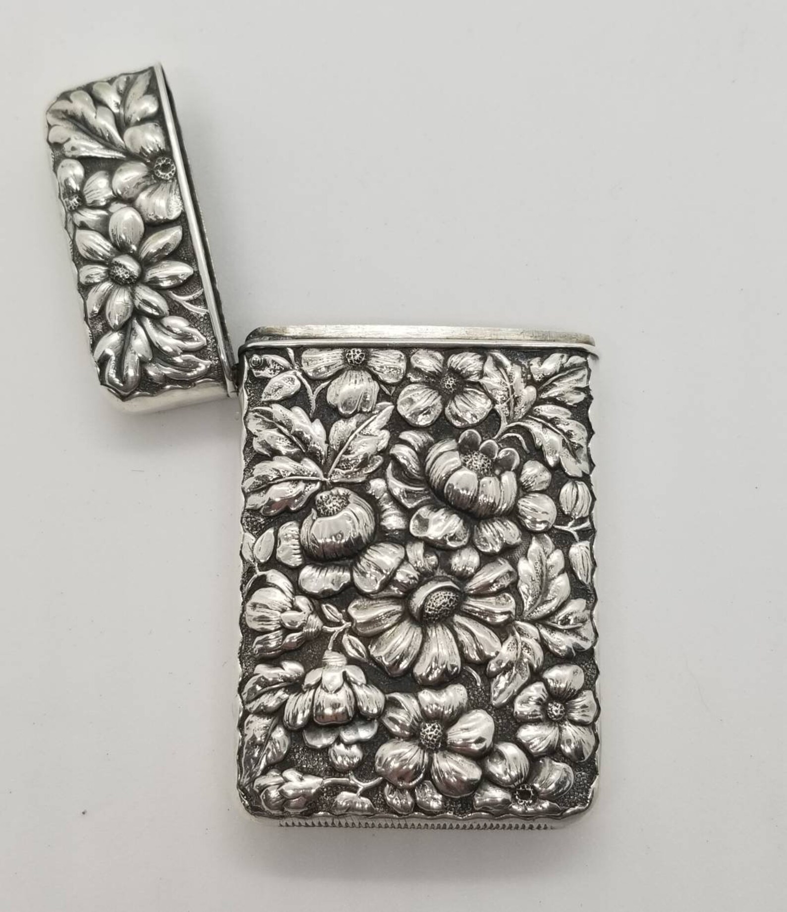 Antique Sterling Silver Floral Match Safe Vesta Case - Etsy