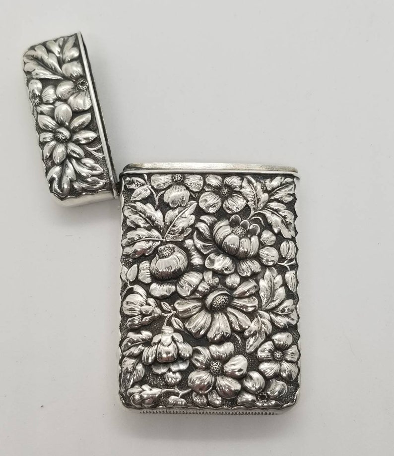 Antique Sterling Silver Floral Match Safe Vesta Case - Etsy