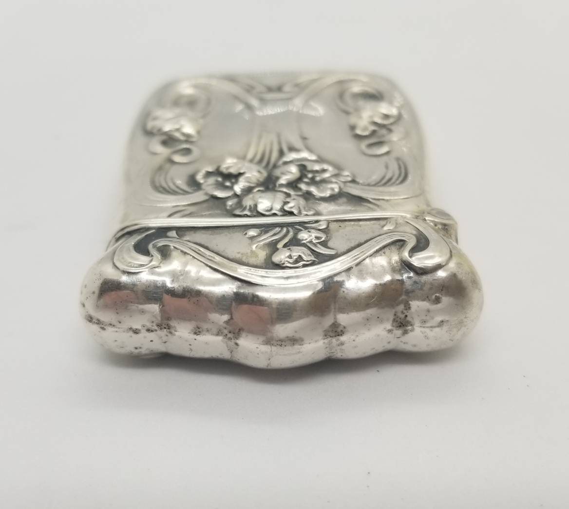 Antique Jugenstil Art Nouveau Sterling Silver Poppy Floral Match Safe ...