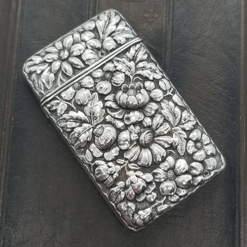Antique Sterling Silver Floral Match Safe Vesta Case - Etsy