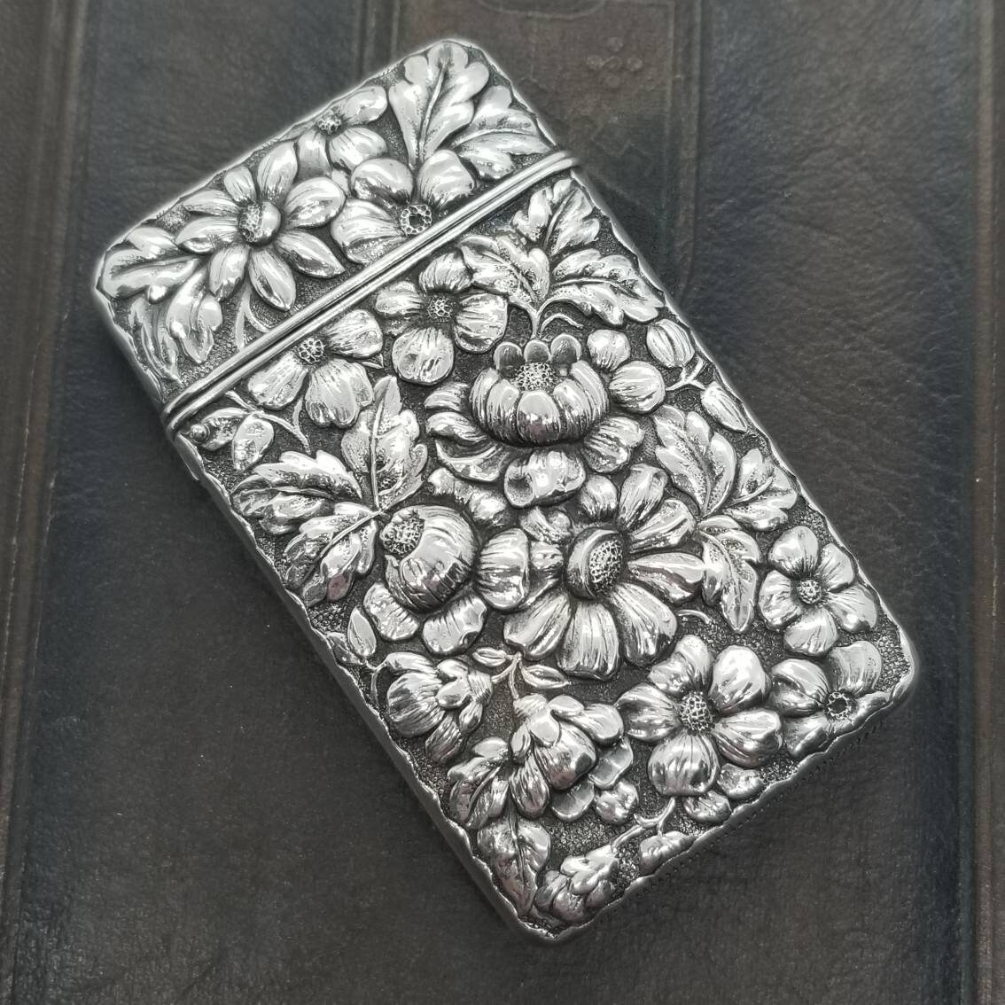 Antique Sterling Silver Floral Match Safe Vesta Case - Etsy