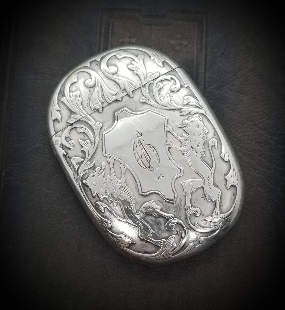 Antique Sterling Silver Lion Passant & Shield Match Safe Vesta Case - Etsy